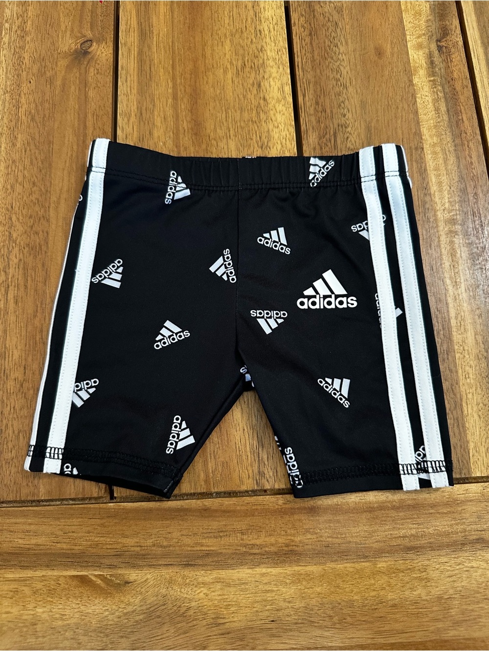 adidas Black Shorts with White Logos and Side Stripes size 6m